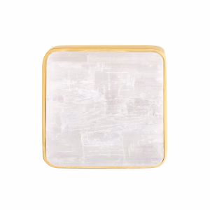 Le Cube Selenite Crystal Cabinet Knob in Polished Brass