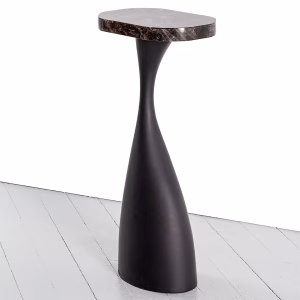 Lilith Oval Drinks Table in Smokey Quartz Rock Crystal and Cerakote Matte Black